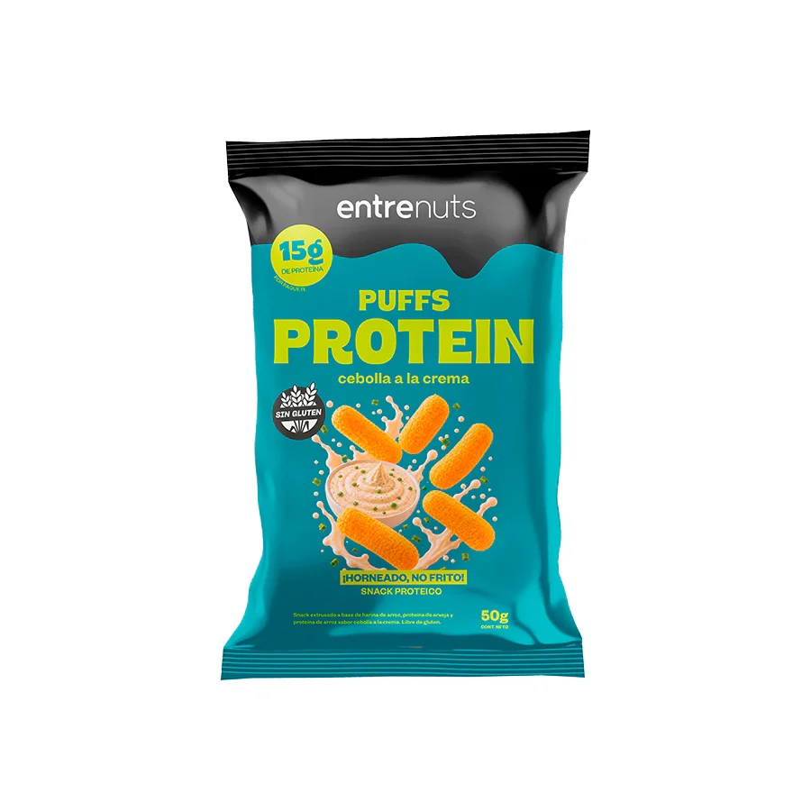 Snacks Puffs Cebolla a la Crema Proteicos 15g - Entrenuts 50gr – Snacks